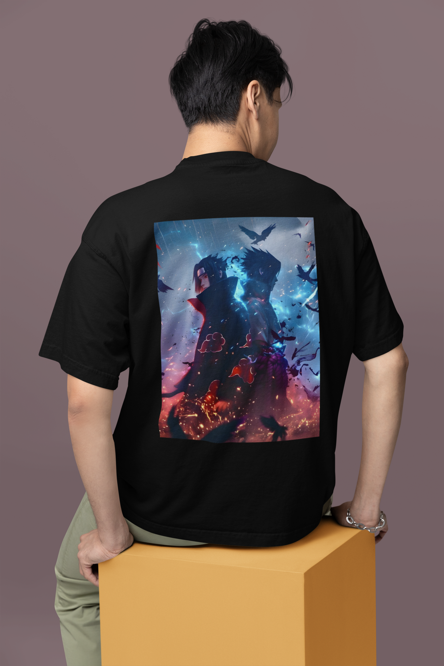 ITACHI & SASUKE MENS PREMIUM OVERSIZED T-SHIRT