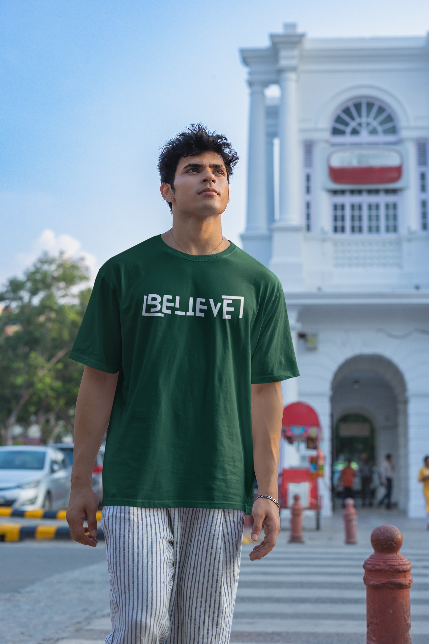 BELIEVE MENS OVERSIZED COTTON T-SHIRT