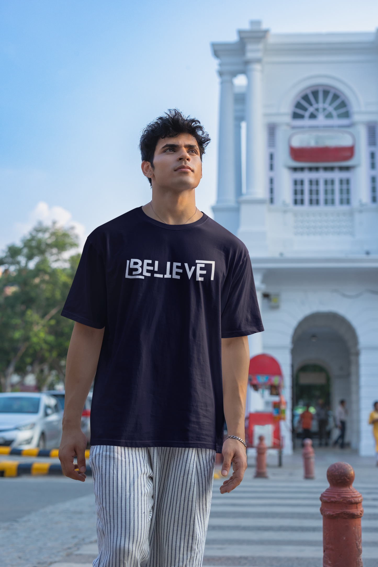 BELIEVE MENS OVERSIZED COTTON T-SHIRT