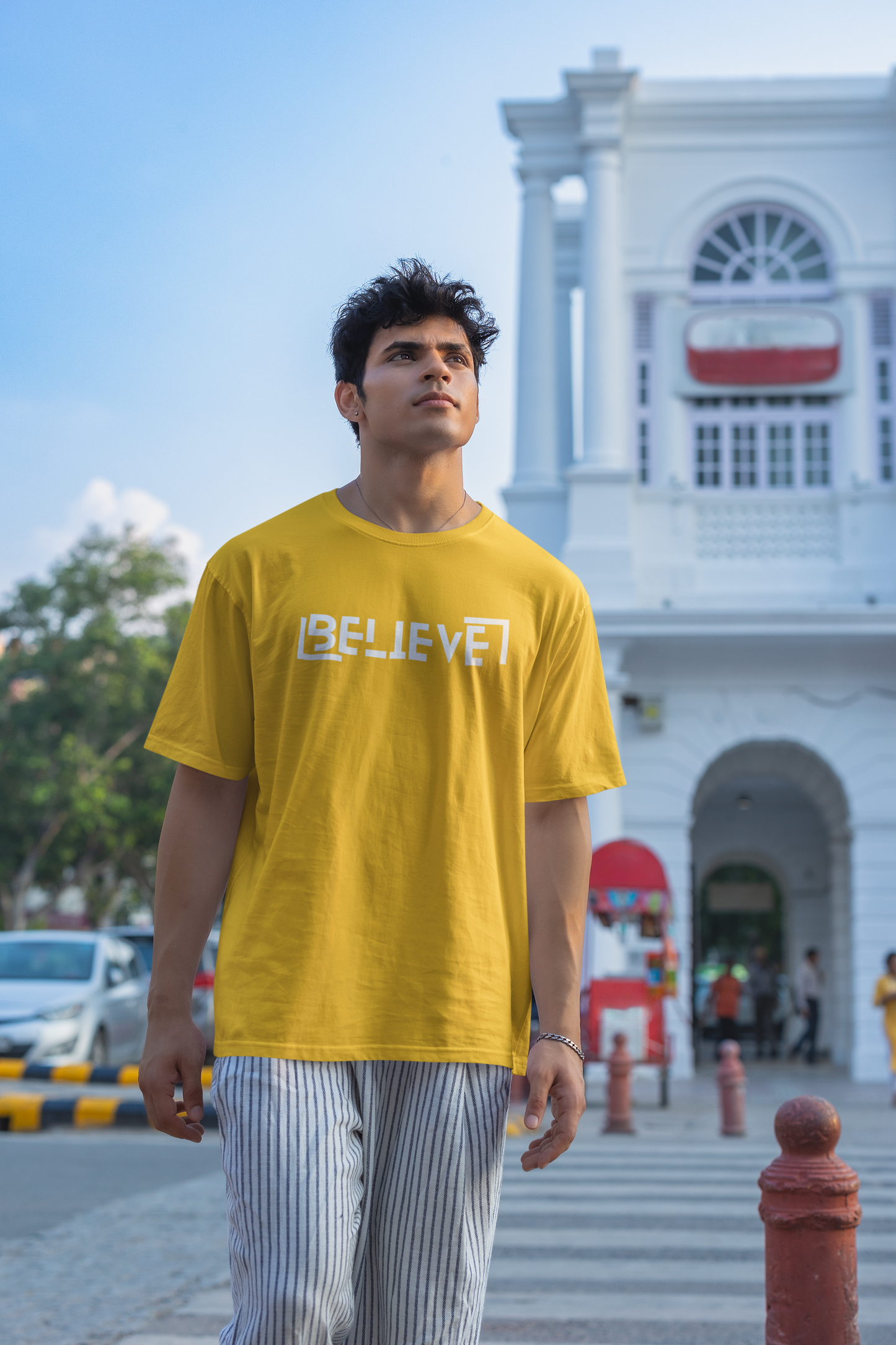 BELIEVE MENS OVERSIZED COTTON T-SHIRT